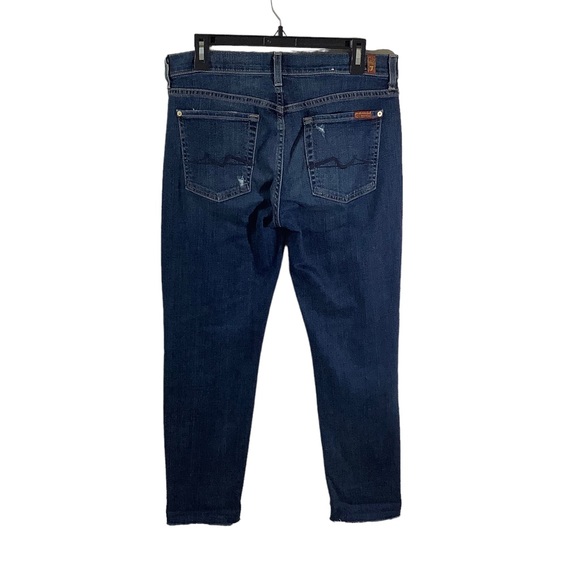 7 For All Mankind Josefina Skinny Boyfriend Dark Wash Jeans - Picture 4 of 8